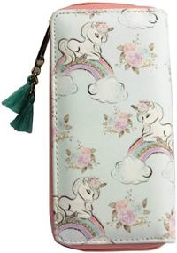 img 1 attached to 🦄 Cute Rainbow Unicorn Design Short Wallets: Blue Unicorn 01 - Stylish and Functional Accessories for Magical Enthusiasts