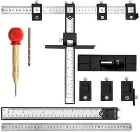 img 4 attached to 🔧 Adjustable Cabinet Hardware Jig Punch Locator Drill Guide Template for Wood Drilling Dowelling Handles and Knobs, Pull Installation Template Tools - Upgrade Style with Automatic Center Punch and Drill Bit
