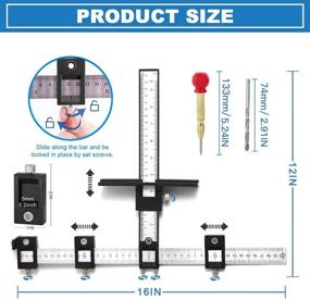 img 2 attached to 🔧 Adjustable Cabinet Hardware Jig Punch Locator Drill Guide Template for Wood Drilling Dowelling Handles and Knobs, Pull Installation Template Tools - Upgrade Style with Automatic Center Punch and Drill Bit