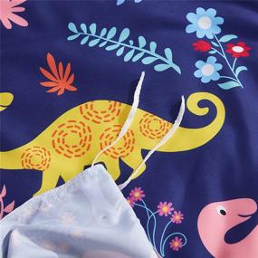 img 2 attached to 🦖 ZEIMON Blue Dinosaur Duvet Cover Twin: Cartoon Animal Print for Boys - 3 Piece Set with Breathable Microfiber & 2 Pillow Cases (Dinosaur Theme, Twin Size)