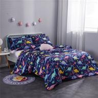 🦖 zeimon blue dinosaur duvet cover twin: cartoon animal print for boys - 3 piece set with breathable microfiber & 2 pillow cases (dinosaur theme, twin size) logo