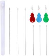 🧵 set of 6 beading needles - 6 sizes for beading and embroidery, including needle threaders, 5.9inch to 9inch, perfect for hand sewing with big eye beads, ideal for bracelets and jewelry making logo