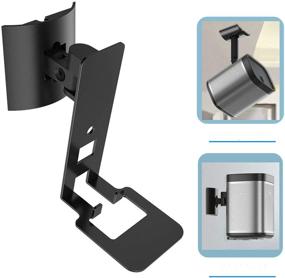 img 4 attached to Enhance Your Sonos Play 1 Experience with Adjustable Wall & Ceiling Mount Bracket - Tilt & Swivel Adjustments - Single Black