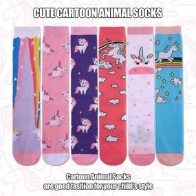 img 2 attached to 🧦 Cartoon Animal Knee High Socks for Girls - Warm and Cozy Cotton Stockings