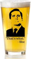 🍻 the office merchandise: 'that's what she said' funny beer glass - michael scott quote craft beer glasses logo