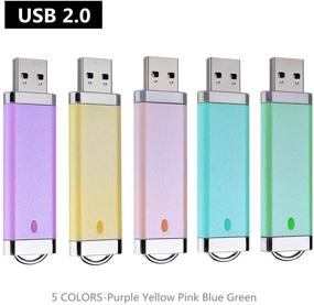 img 2 attached to 💽 5 Pack Aiibe 16GB USB 2.0 Flash Drives: Bright Thumb Drives for Data Storage - 16GB Memory Stick Portable Pen Jump Drives (5 Mixed Colors: Blue Green Yellow Pink Purple)