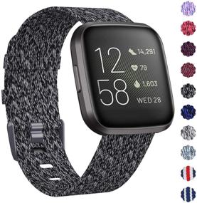 img 3 attached to 📿 KIMILAR 4-Pack Woven Bands for Fitbit Versa: Soft, Breathable, Adjustable Replacement Bands for Versa Watch