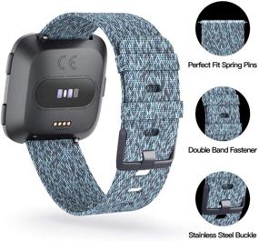 img 2 attached to 📿 KIMILAR 4-Pack Woven Bands for Fitbit Versa: Soft, Breathable, Adjustable Replacement Bands for Versa Watch