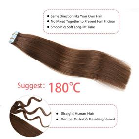 img 1 attached to YILITE Tape in Hair Extensions: Medium Brown Remy Human Hair, Silky Straight, Seamless Skin Weft – 14 inches, 40g, 20pcs