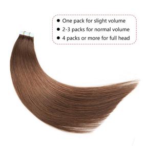 img 3 attached to YILITE Tape in Hair Extensions: Medium Brown Remy Human Hair, Silky Straight, Seamless Skin Weft – 14 inches, 40g, 20pcs