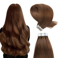 yilite tape in hair extensions: medium brown remy human hair, silky straight, seamless skin weft – 14 inches, 40g, 20pcs logo