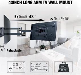 img 3 attached to 📺 FORGING MOUNT Long Extension Dual Articulating Arm Full Motion TV Mount Bracket with 43 inch Long Arm, Fits 42 to 90 Inch Flat/Curve TVs, Holds up to 132 lbs, VESA 600x400mm Compatible