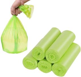 img 1 attached to 🌿 Biodegradable Trash Bags - 4-6 Gallon Recycling and Degradable Garbage Bags, Compostable Bags, Strong Rubbish Bags, Wastebasket Liners for Kitchen, Bathroom, Office, Car - 100 Counts (Green)