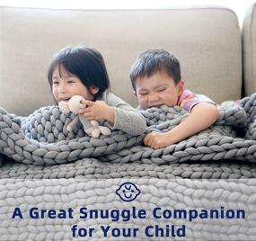 img 3 attached to 🧶 Zonli Cooling Weighted Blanket 15lbs Twin: Handmade Knitted Chunky Blankets, No Beads, 48''x72'' - Evenly Weighted, Breathable Throw, Soft Napper Yarn - Machine Washable!