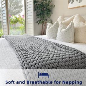 img 1 attached to 🧶 Zonli Cooling Weighted Blanket 15lbs Twin: Handmade Knitted Chunky Blankets, No Beads, 48''x72'' - Evenly Weighted, Breathable Throw, Soft Napper Yarn - Machine Washable!