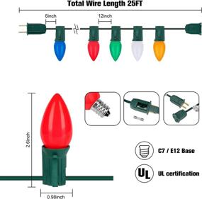 img 3 attached to NIOSTA 25 Ft Connectable LED C7 Christmas Lights: Waterproof Multi-Color Big Lights for Tree, Garden, Courtyard & More