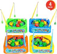 gamie wind-up fishing game set for kids - pack of 4: 8 toy fish, 2 rods - ideal party favor, carnival prize or gift for little boys and girls логотип