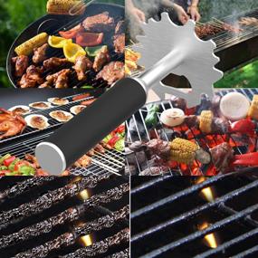 img 1 attached to 🔥 Stainless Steel BBQ Grill Scraper - Barbecue Grill Grate Cleaner with Long Handle Design - Safer Alternative to Wire Brush - Effective on Most Grill Grates (Silvery)