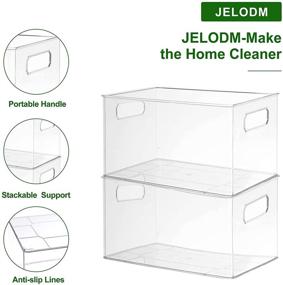 img 2 attached to 🗂️ Ultimate Pantry Storage Solution: Set of 8 Clear Plastic Organizer Bins by JELODM – Stackable & Versatile for Kitchen, Bathroom, Fridge, and More