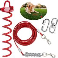 30ft heavy duty dog tie out cable and stake - ideal for yard, camping & garden - 360° no tangle anti-rust spiral for small to large dogs or two dogs up to 125lbs logo