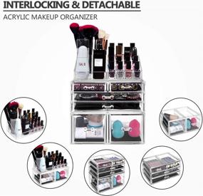 img 1 attached to HBlife Transparent Makeup Organizer: 3-Piece Acrylic Storage Drawers & Jewelry Display Box for Cosmetics