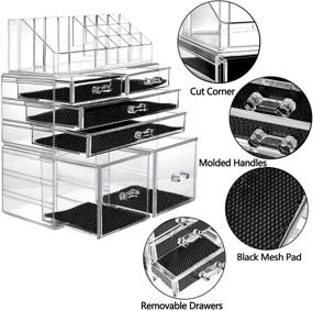 img 3 attached to HBlife Transparent Makeup Organizer: 3-Piece Acrylic Storage Drawers & Jewelry Display Box for Cosmetics