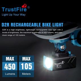 img 3 attached to 🚴 TrustFire D2R 450 Lumens Rechargeable Bike Light: Lightweight Torch, Type C Charging, IP66 Waterproof, Floodlight, SOS Function, Built-in Battery