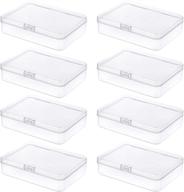 convenient 8-pack rectangular plastic storage containers for beads and crafts - hinged lid, 📦 translucent - 4.5 x 3.3 x 1.1 inch / 115 x 85 x 28 mm logo