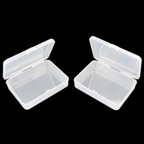 img 2 attached to Convenient 8-Pack Rectangular Plastic Storage Containers for Beads and Crafts - Hinged Lid, 📦 Translucent - 4.5 x 3.3 x 1.1 inch / 115 x 85 x 28 mm