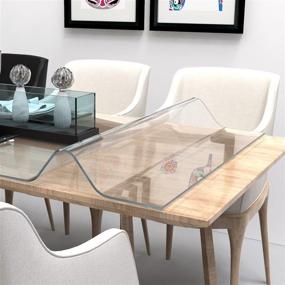 img 4 attached to ETECHMART 24 x 48 дюймов прозрачный защитник из ПВХ для стола, 1,5 мм толстый индивидуальный плот для письменного стола, водонепроницаемый виниловый материал для стола для кофейного столика, обеденного стола, письменного стола.