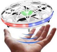 🚁 white led hand-operated drone for kids | small ufo drone with 5 sensors | hands-free mini flying ball | hand controlled drone logo