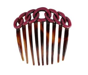 img 1 attached to Stylish Caravan French 9 Tooth Rope Design Back Comb Tortoise Shell Pair: An Elegant Hair Accessory