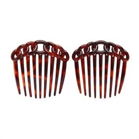 img 2 attached to Stylish Caravan French 9 Tooth Rope Design Back Comb Tortoise Shell Pair: An Elegant Hair Accessory