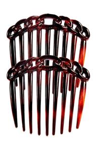 img 3 attached to Stylish Caravan French 9 Tooth Rope Design Back Comb Tortoise Shell Pair: An Elegant Hair Accessory