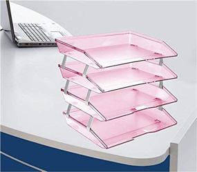 img 2 attached to 📁 Acrimet Facility 4 Tier Side Load Plastic Desktop File Organizer - Clear Pink Color: Efficient Office Organization Solution