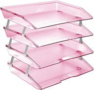 📁 acrimet facility 4 tier side load plastic desktop file organizer - clear pink color: efficient office organization solution логотип