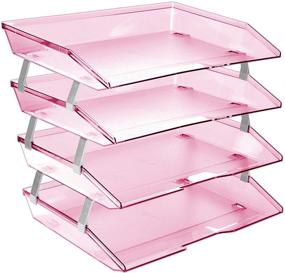 img 4 attached to 📁 Acrimet Facility 4 Tier Side Load Plastic Desktop File Organizer - Clear Pink Color: Efficient Office Organization Solution