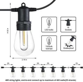 img 3 attached to 🌞 SUNTHIN Outdoor String Lights - 48FT LED Shatterproof Filament Bulb for Patio, Backyard, Porch, Parties, and Commercial Lighting