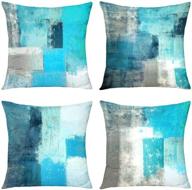 🛋️ alricc teal velvet throw pillow cover set - pack of 4 | 18x18 inch decorative cushion covers for sofa, bedroom, living room logo