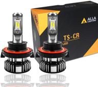 high-performing alla lighting 10000lm 9008 h13 led headlights bulbs optimized for off-roading, boasting 6000k xenon white, exceptional brightness, and ts-cr drl/forward lighting capabilities. logo