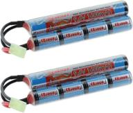 🔋 tenergy 9.6v nimh 1600mah rechargeable butterfly battery pack: 2 pack with mini tamiya connector for airsoft guns - power your game! logo