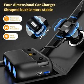 img 1 attached to 🔌 JamBer 3in1 Fast Car Charger Adapter: Dual Port USB/Type C, 3-Port Cigarette Lighter Splitter - Compatible with Cell Phones, iPhones, Samsung, Tablets