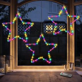 img 1 attached to 🌟 Litake Christmas Window Star Lights: 3-Pack Battery Operated Decorations with Timer, Remote, and 8 Lighting Modes for Window Decor, Porch, Indoor