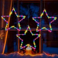 🌟 litake christmas window star lights: 3-pack battery operated decorations with timer, remote, and 8 lighting modes for window decor, porch, indoor logo