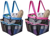 🚿 attmu 2 pack portable mesh shower caddy dorm: 8 pocket shower tote bag for quick dry & waterproof storage (oxford material) logo