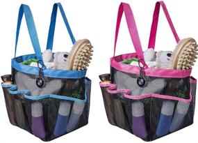 img 4 attached to 🚿 Attmu 2 Pack Portable Mesh Shower Caddy Dorm: 8 Pocket Shower Tote Bag for Quick Dry & Waterproof Storage (Oxford Material)