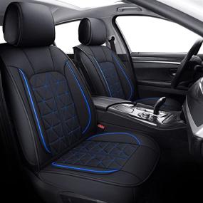 img 3 attached to INCH EMPIRE Seat Cover 5 Seats Full Set Universal Fit For Most Sedan SUV Truck Pickup Airbag Compatible Synthetic Leather Car Seat Cushion Protector All Weather Water-Proof (Triangle Black&Amp