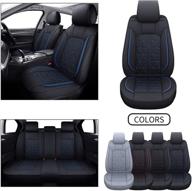 inch empire seat cover 5 seats full set universal fit for most sedan suv truck pickup airbag compatible synthetic leather car seat cushion protector all weather water-proof (triangle black&amp logo