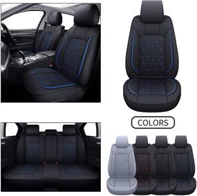 img 4 attached to INCH EMPIRE Seat Cover 5 Seats Full Set Universal Fit For Most Sedan SUV Truck Pickup Airbag Compatible Synthetic Leather Car Seat Cushion Protector All Weather Water-Proof (Triangle Black&Amp