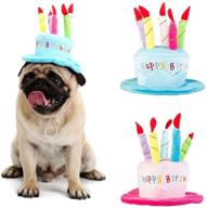 🐶 cute adorable dog cat birthday cake hat: party cap with 5 color candles design - pink, one size fits most logo